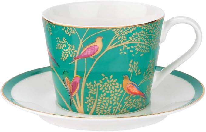 Sara Miller London Chelsea Teacup and Saucer, Green by Portmeirion